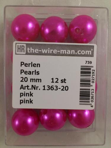 Perlen pink 20 mm. 12 st.
